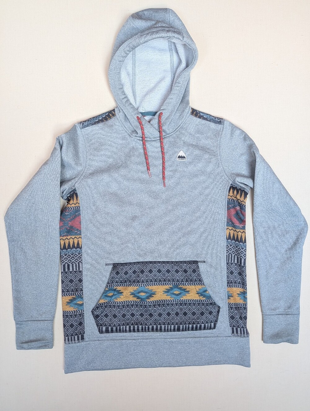 Burton Oak Pullover Hoodie Sweatshirt Mens XS Snowboarding Aztec Geometric